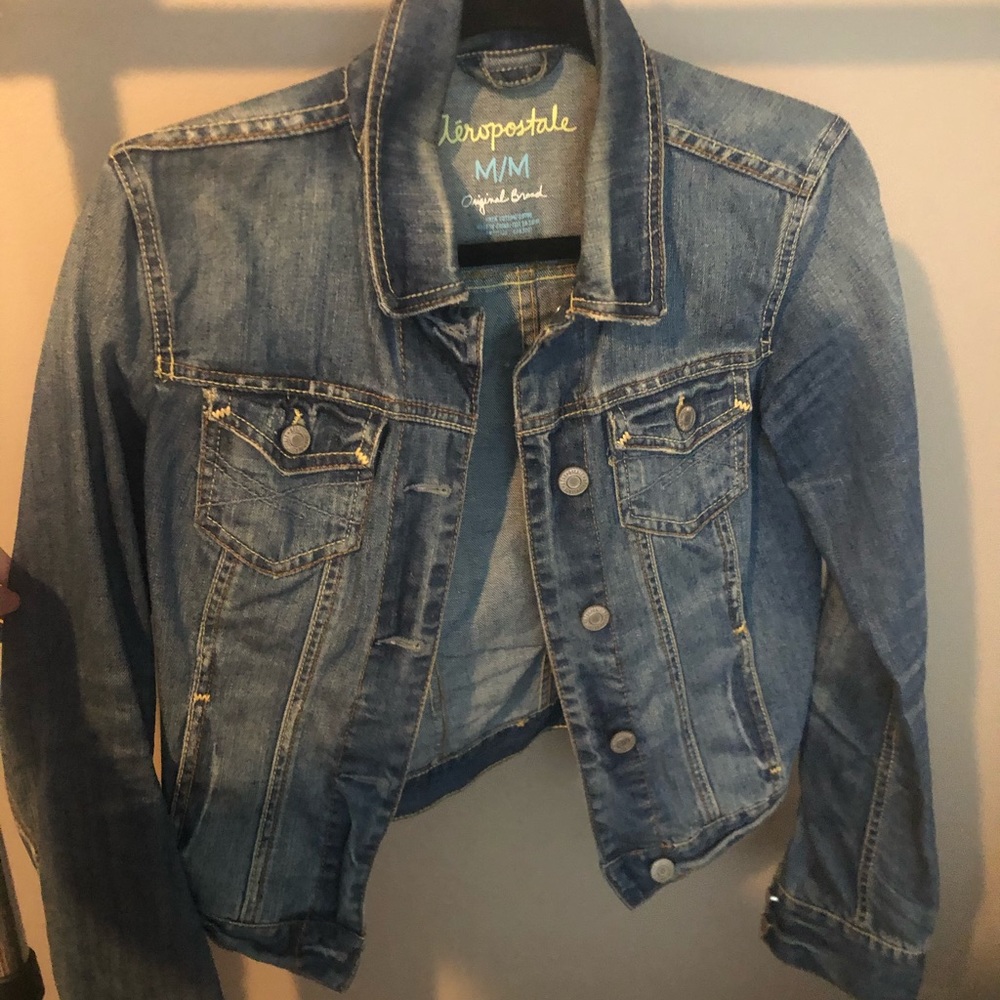 Denim Jacket with White & Neon Stitching
